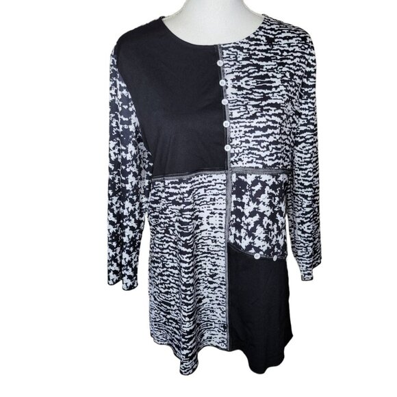 Square Pattern Blouse Patch Buttons Quilted Style Womens XL Unbranded Cotton Mix - Picture 12 of 13